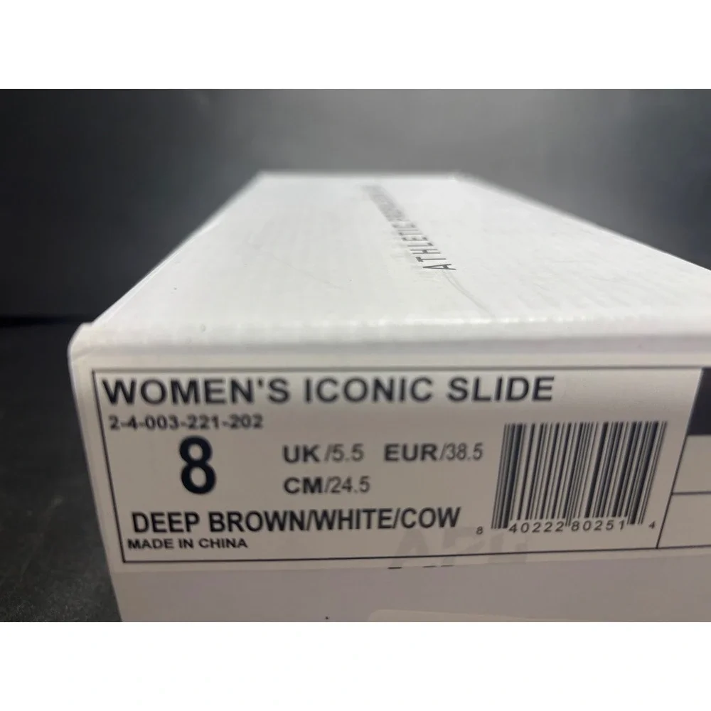 APL Iconic Slide‎ Women's Cow Hair Print Brown White Size 8 New